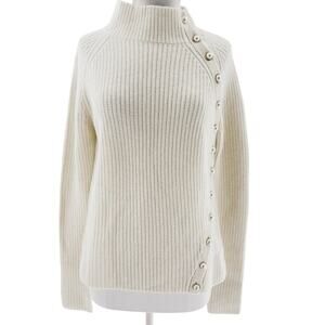 Generation Love Suri Wool Blend Funnel Neck Sweater Pearl Button Detail